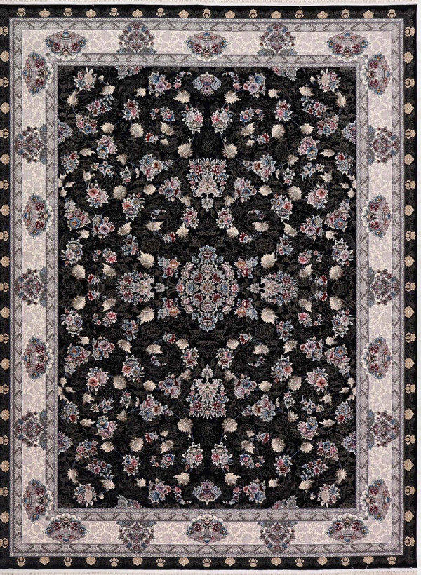 فرش ۷۰۰ شانه ۶ متری کاشان رنگ سرمه ای طرح اتوسا khan