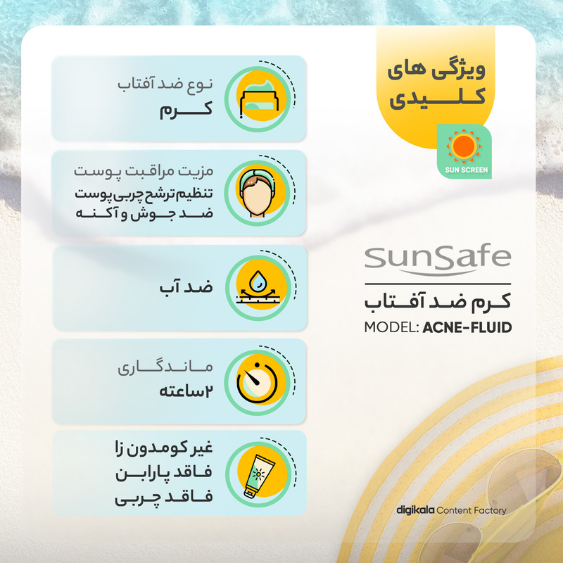 کرم ضدآفتاب بیرنگ سانسیف SPF50 مدل ACNE-FLUID مناسب پوست مختلط، حجم 50 میلیلیتر