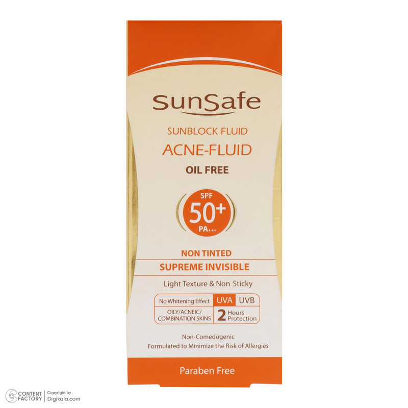 کرم ضدآفتاب بیرنگ سانسیف SPF50 مدل ACNE-FLUID مناسب پوست مختلط، حجم 50 میلیلیتر