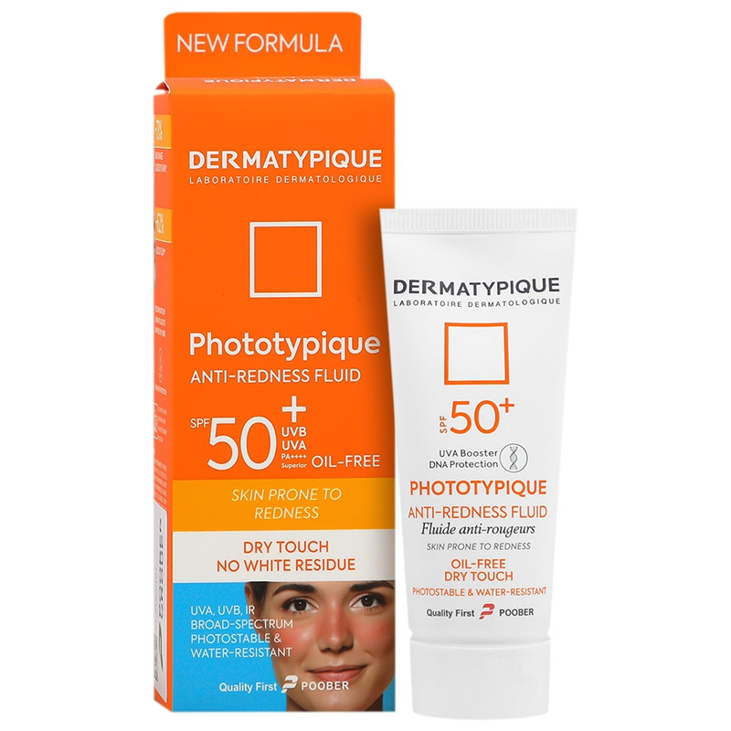 فلوئید ضدآفتاب بی رنگ درماتیپیک SPF 50 مدل Anti Redness ‌محافظ UVA ،UVB مناسب برای انواع پوست‌ حجم 40 میلی‌لیتر