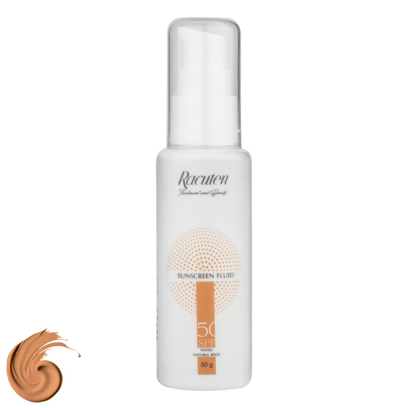 فلوئید ضد آفتاب رنگی راکوتن SPF 50 مدل 01 محافظ UVA/UVB/IR مناسب پوست چرب و مختلط وزن 50 گرم