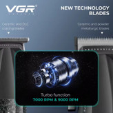 ماشین اصلاح موی سر و صورت شارژی وی جی ار مدل V-640 s3 مجموعه 3 عددی