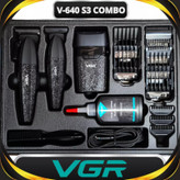 ماشین اصلاح موی سر و صورت شارژی وی جی ار مدل V-640 s3 مجموعه 3 عددی