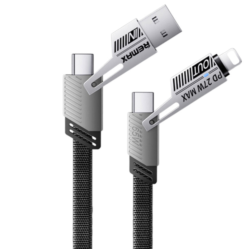 کابل تبدیل USB-C /USB به USB-C/ لایتنینگ ریمکس مدل Multi Fast Charge طول 1 متر