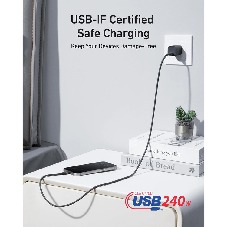 کابل تبدیل USB-C به USB-C انکر مدل A82E2 طول 0.9 متر با توان 240 وات